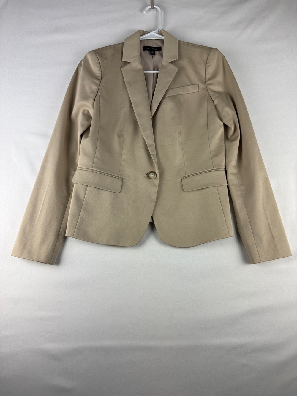 Ann Taylor Khaki Dress Jacket Blazer Stretch Cotton Women's Size 0 Like New